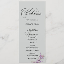 Lilac floral Elegant double side program card  プログラム
