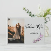 Lilac floral Elegant Photo Thank You Card サンキューカード (スタンド正面)
