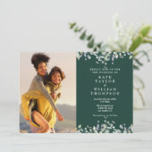 Lilac Floral Emerald Photo All In One Wedding 招待状 (スタンド正面)