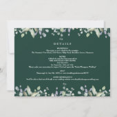 Lilac Floral Emerald Photo All In One Wedding 招待状 (裏面)