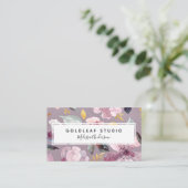Lilac Floral Gold Luxe Nail Salon 名刺 (スタンド正面)