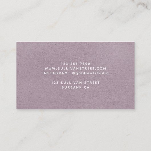 Lilac Floral Gold Luxe Nail Salon 名刺 (裏面)