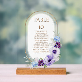 Lilac Floral Gold Oval Acrylic Seating Number アクリルサイン