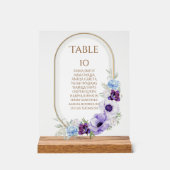 Lilac Floral Gold Oval Acrylic Seating Number アクリルサイン (正面)