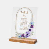 Lilac Floral Gold Oval Acrylic Seating Number アクリルサイン (傾斜)