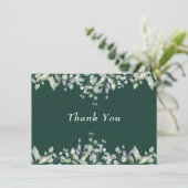 Lilac Floral Greenery Emerald Green サンキューカード (スタンド正面)