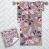 Lilac Floral Pattern  バスタオルセット