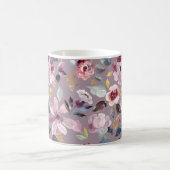 Lilac Floral Pattern Monogram コーヒーマグカップ (中央)