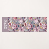 Lilac Floral Pattern Monogram  ヨガマット (正面(横))