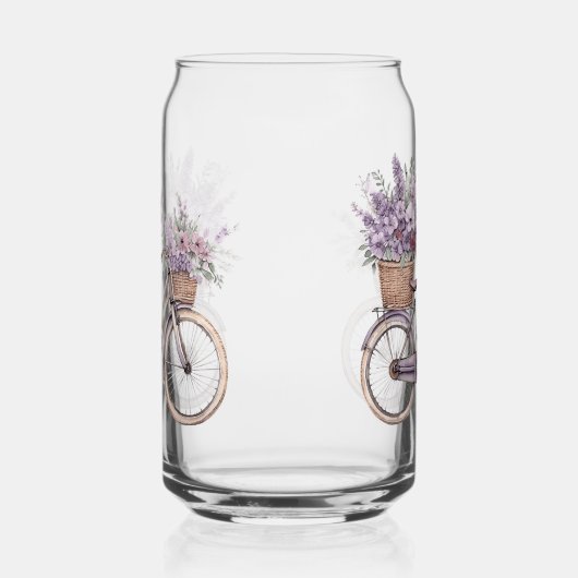 Lilac Floral Watercolor Bicycle ガラス缶 (右)