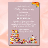 Lilac Floral Whimsical Tea Baby Shower   招待状
