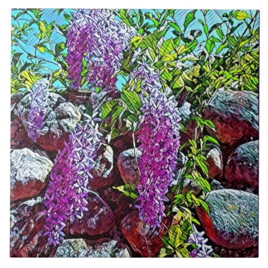 Lilac flowers blooming garden タイル (正面)