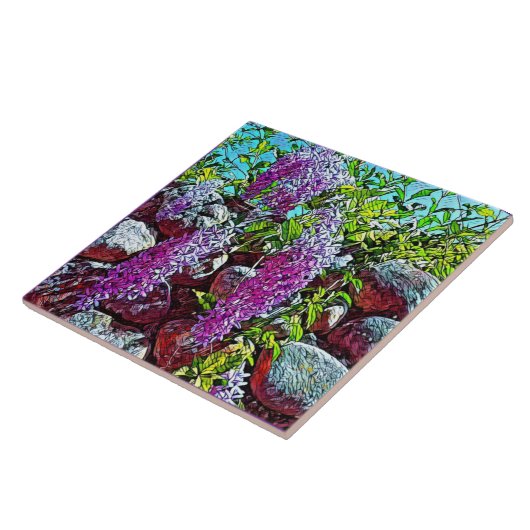 Lilac flowers blooming garden タイル (側面)