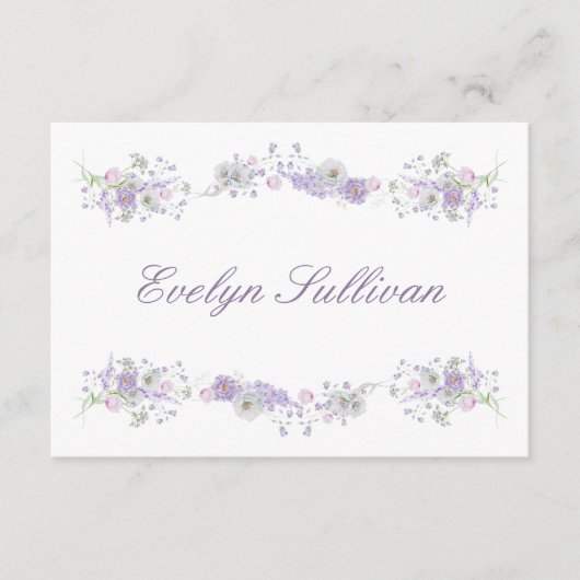 Lilac Flowers Flat Place Card (正面)