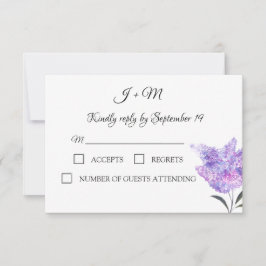Lilac Flowers Watercolor Elegant Wedding RSVP
