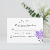 Lilac Flowers Watercolor Elegant Wedding RSVP (スタンド正面)