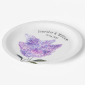 Lilac Flowers Watercolor Floral Wedding ペーパープレート (アングル)