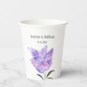 Lilac Flowers Watercolor Floral Wedding 紙コップ (正面)
