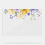 Lilac Flowers, Yellow Flowers, Baby Shower Welcome アクリルサイン (正面)