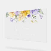 Lilac Flowers, Yellow Flowers, Baby Shower Welcome アクリルサイン (傾斜)