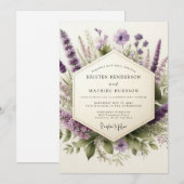 Lilac Gentle Wildflower Wedding 招待状 (正面/裏面)