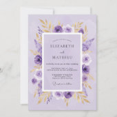 Lilac Gilded Botanical Wedding 招待状 (正面)
