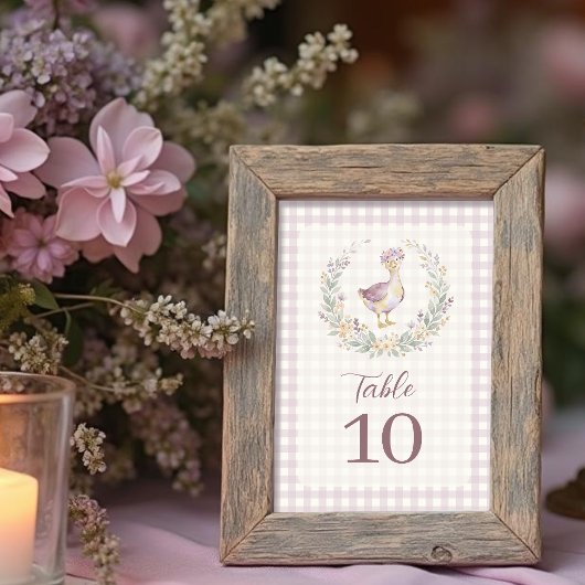 Lilac Gingham Baby Goose Table Number LPM26 テーブルナンバー
