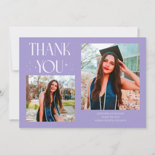 Lilac Graduate Thank You 2-Photo  案内状 (正面)