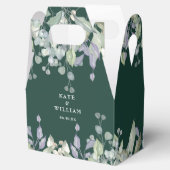 Lilac Greenery Floral Emerald Green Wedding フェイバーボックス (オープン)