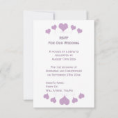 Lilac Hearts Design Wedding 出欠カード (正面)