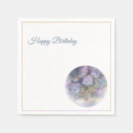 Lilac Hydrangea Happy Birthday Cocktail Napkins スタンダードカクテルナプキン