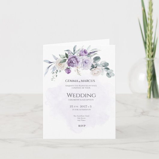 Lilac Infusion Floral Wedding Invitation 招待状 (正面)