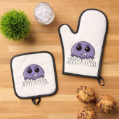 Lilac Jellyfriend Cartoon 鍋つかみ&鍋敷きセット (トップダウン)