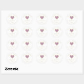 Lilac Lace Effect Heart Love & Thanks Supporting ラウンドシール (シート)
