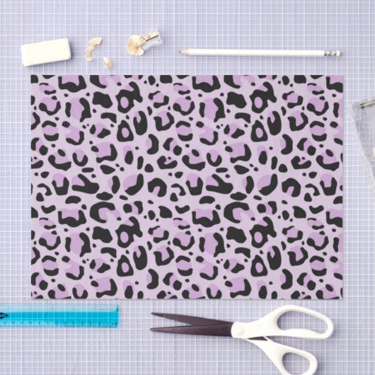 Lilac Lavender Black Leopard Print Decoupage 薄葉紙 (クラフト)