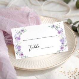 Lilac Lavender Floral Wreath Bridal Shower Wedding プレイスカード