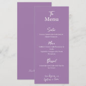 Lilac Lavender Wedding dinner Menu Card  メニュー (正面/裏面)