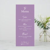 Lilac Lavender Wedding dinner Menu Card  メニュー (スタンド正面)