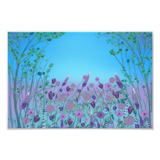 Lilac meadow flower garden wall art poster フォトプリント            (正面)