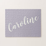 Lilac Minimalist Calligraphy Personalized Name  ジグソーパズル<br><div class="desc">Dusty Lilac Minimalist Calligraphy Personalized Name Puzzle</div>