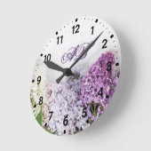 Lilac Monogram Wall Clock | Personalized Floral  ラウンド壁時計 (傾斜)