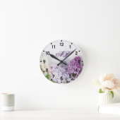 Lilac Monogram Wall Clock | Personalized Floral  ラウンド壁時計 (ホーム)