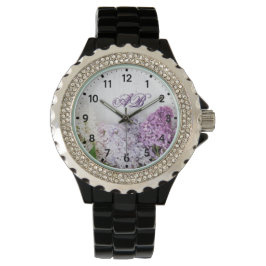 Lilac Monogram Watch | Floral Rhinestone Timepiece 腕時計