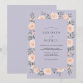 Lilac Painterly Romantic Wedding 招待状 (正面/裏面)
