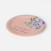 Lilac Peach Floral Baby Shower ペーパープレート (アングル)