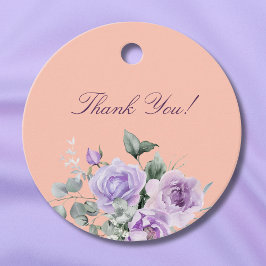 Lilac Peach Floral Baby Shower Thank You フェイバータグ
