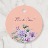 Lilac Peach Floral Baby Shower Thank You フェイバータグ (正面)