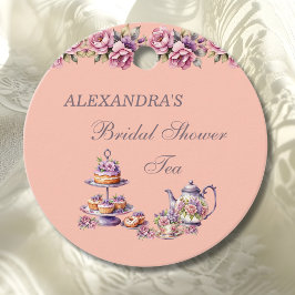 Lilac Peach Floral Tea Bridal Shower Thank You フェイバータグ