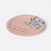 Lilac Peach Floral Watercolor Peony Bridal Shower ペーパープレート (アングル)