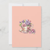 Lilac Peach Floral Whimsical Tea Bridal Shower  招待状 (裏面)